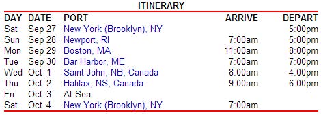 Itinerary